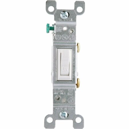 LEVITON Residential Grade 15 Amp Toggle Single Pole Grounded Switch, White 682-01451-WCI